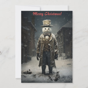 Weihnachts-Dunkler-Schneemann Feiertagskarte