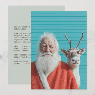 Weihnachts-Duo aus Santa und Rentieren Feiertagskarte