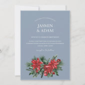 Weihnachts-Dusty Blue Winter Feierliche Hochzeit Einladung (Vorderseite)