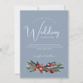 Weihnachts-Dusty Blue Winter Feierliche Hochzeit Einladung (Vorderseite)