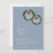 Weihnachts-Dusty Blue Winter Feierliche Hochzeit Einladung (Vorderseite)