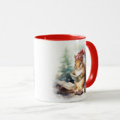 Weihnachts-Eichhörnchen beim Lesen Tasse (VorderseiteRechts)