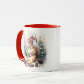 Weihnachts-Eichhörnchen beim Lesen Tasse (Vorderseite Links)