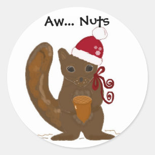 Weihnachts-Eichhörnchen mit süßer Aufschrift Runder Aufkleber