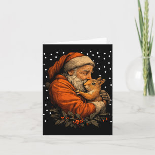 Weihnachts Eichhörnchen und Weihnachtsmann Wald Ti Karte