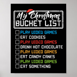 Weihnachts-Eimer-Liste Videospiele Xmas-Gamer-Jung Poster