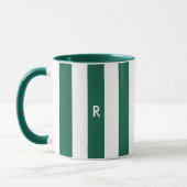 Weihnachts-Einfach-Grünstreifen-Monogramm-Initial Tasse (Links)