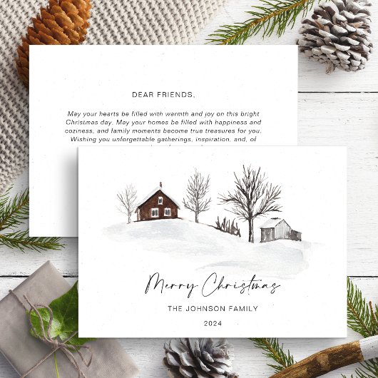 Weihnachts-einfarbige Winterlandschaft Non-Foto Feiertagskarte