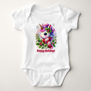 Weihnachts-Einhorn-Babies-Mädchen individuell anpa Baby Strampler