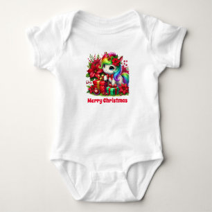 Weihnachts-Einhorn-Babies-Mädchen individuell anpa Baby Strampler