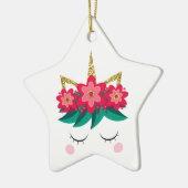 Weihnachts-Einhorn-Blume Personalisiert Keramik Ornament (Links)