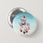 Weihnachts-Einhorn-Cartoon Button (Vorne & Hinten)
