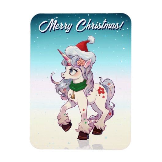Weihnachts-Einhorn-Cartoon Magnet (Vertikal)