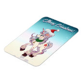 Weihnachts-Einhorn-Cartoon Magnet (Linke Seite)