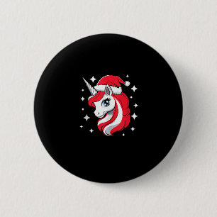 Weihnachts-Einhorn für Mädchen Rote Weihnachtsmann Button