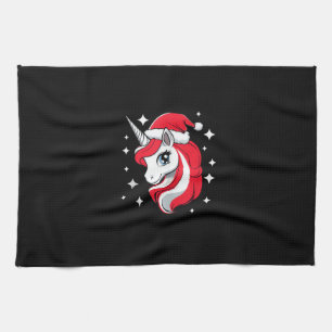 Weihnachts-Einhorn für Mädchen roter Santa-Hut Win Geschirrtuch