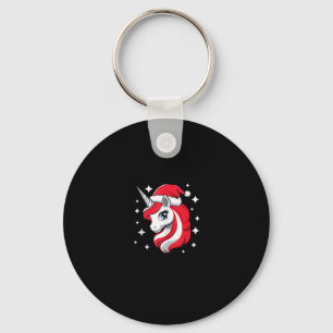 Weihnachts-Einhorn für Mädchen roter Santa-Hut Win Schlüsselanhänger