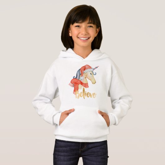 Weihnachts-Einhorn-Glaube-Hooded Sweatshirt (Vorne ganz)