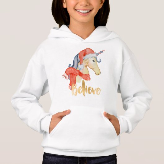 Weihnachts-Einhorn-Glaube-Hooded Sweatshirt (Vorderseite)