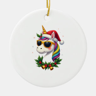 Weihnachts-Einhorn Mädchen Jungen Xmas Santa Süße Keramik Ornament