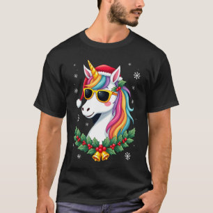 Weihnachts Einhorn Mädchen Jungen Xmas Santa Süße T-Shirt