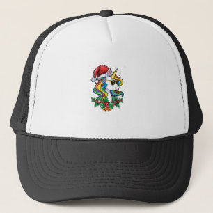 Weihnachts-Einhorn-Mädchen-Jungen-Xmas-Santa-Süße- Truckerkappe