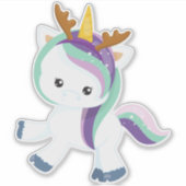 Weihnachts-Einhorn, Niedliches Einhorn, Antler, We Aufkleber (Vorderseite)