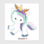 Weihnachts-Einhorn, Niedliches Einhorn, Antler, We Aufkleber (Blatt)