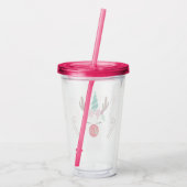Weihnachts-Einhorn-Plastik-Cup mit Stroh Acryltrinkbecher (Rückseite)
