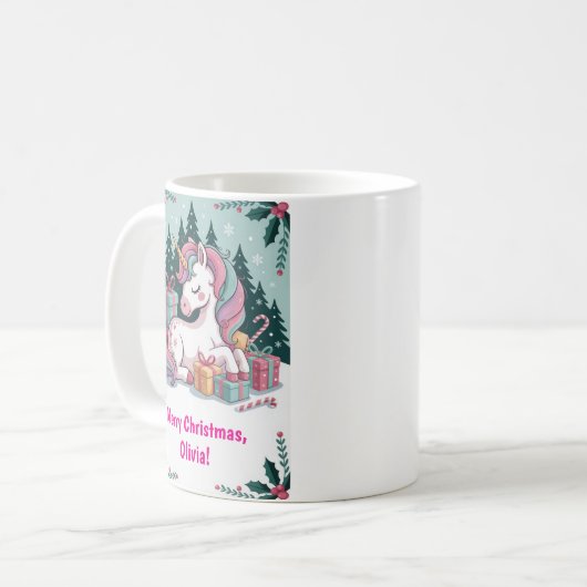 Weihnachts-Einhorn-Tasse Kaffeetasse (Vorderseite Links)