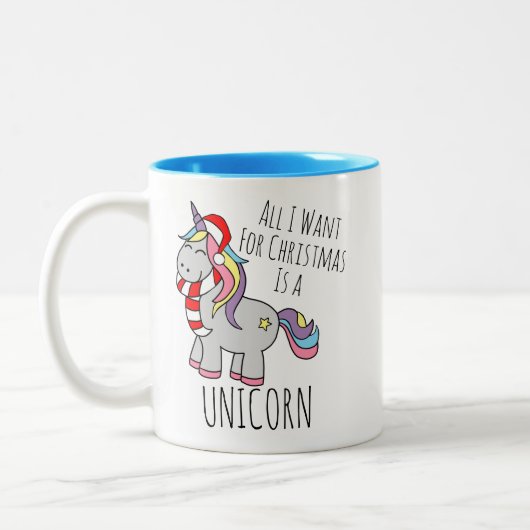 Weihnachts-Einhorn-Tasse Zweifarbige Tasse (Links)