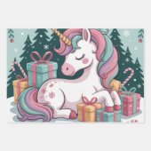 Weihnachts-Einhorn-Umschlagpapier Geschenkpapier Set (Vorderseite)
