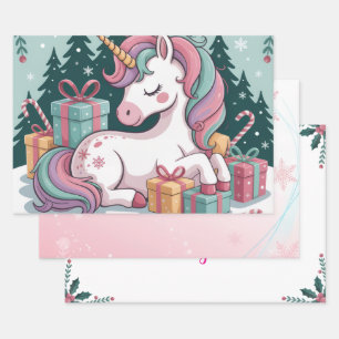 Weihnachts-Einhorn-Umschlagpapier Geschenkpapier Set