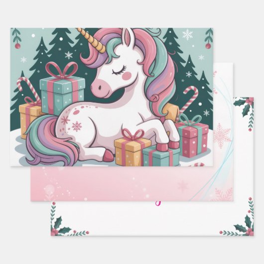 Weihnachts-Einhorn-Umschlagpapier Geschenkpapier Set (Set)