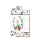 Weihnachts-Einhorn und Frohe Weihnachtstypografie Flachmann (Links)