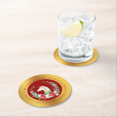 Weihnachts-Einhorngold-Runder-Untersetzer Runder Pappuntersetzer (Vor Ort)