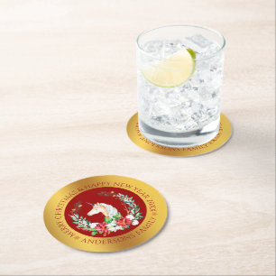 Weihnachts-Einhorngold-Runder-Untersetzer Runder Pappuntersetzer