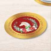 Weihnachts-Einhorngold-Runder-Untersetzer Runder Pappuntersetzer (Angewinkelt)