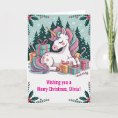 Weihnachts-Einhornkarte Karte (Vorderseite)