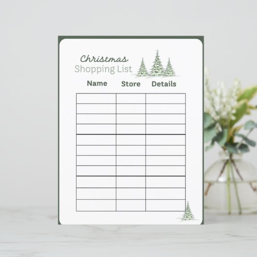 Weihnachts-Einkaufsliste-Seite (Stehend Vorderseite)
