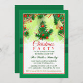 Weihnachts-Einladung - Feierliches Party Rot & Grü Einladung (Vorne/Hinten)