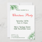 Weihnachts-Einladung für Grüne und Blaue Pine Einladung (Rückseite)