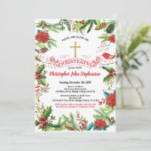 Weihnachts-Einladung. Rotes Weißgold Einladung (Stehend Vorderseite)