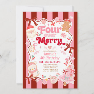 Weihnachts-Einladung zum 4. Geburtstag: Four Ever Einladung
