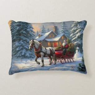 Weihnachts-Einpänner-Schlitten-Santa Dekokissen