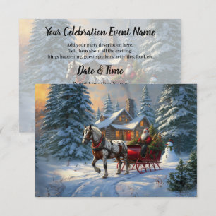 Weihnachts-Einpänner-Schlitten-Santa Einladung
