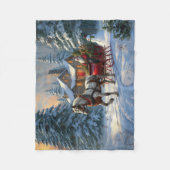 Weihnachts-Einpänner-Schlitten-Santa Fleecedecke (Vorderseite)