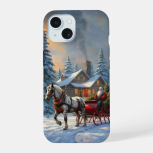 Weihnachts-Einpänner-Schlitten Santa iPhone 15 Hülle