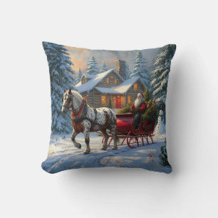 Weihnachts-Einpänner-Schlitten-Santa Kissen