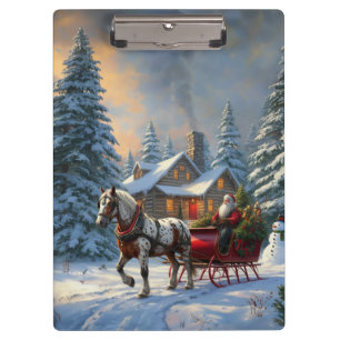 Weihnachts-Einpänner-Schlitten Santa Klemmbrett